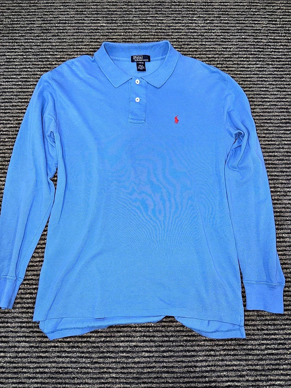 Polo Ralph Lauren Boys Long-Sleeve Cotton Mesh Polo Shirt Blue Large